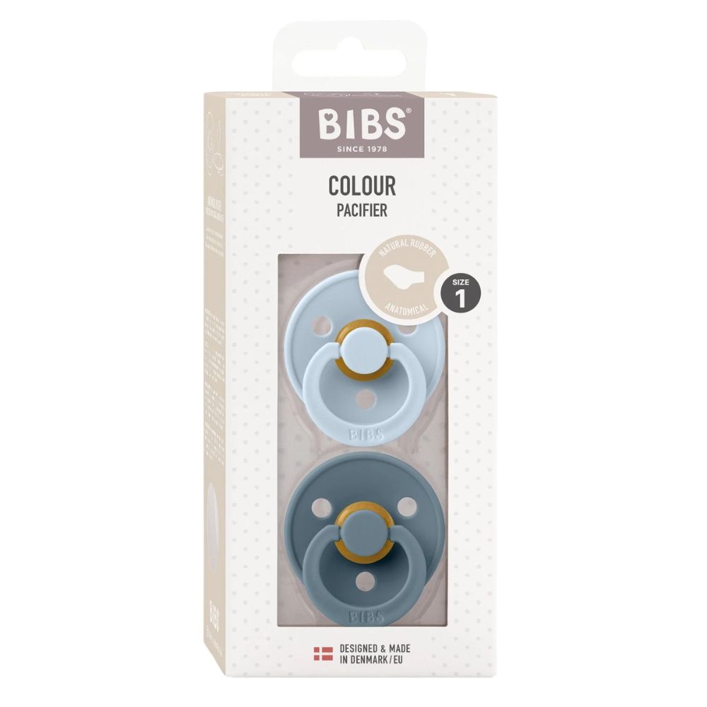 Bibs Anatomical Dummy Natural Rubber - Baby Blue/Petrol
