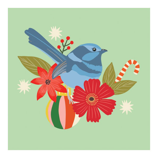 Aero Small Christmas Card - Blue Wren
