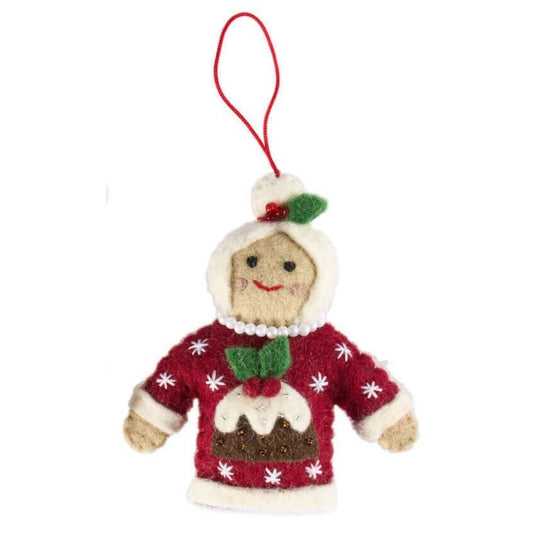 Fairtrade Felt Christmas Decoration - Mrs Claus in Sweater