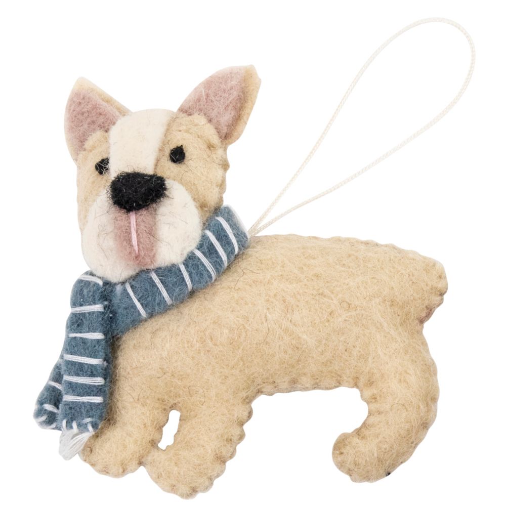 Fairtrade Felt Christmas Decoration - French Bulldog