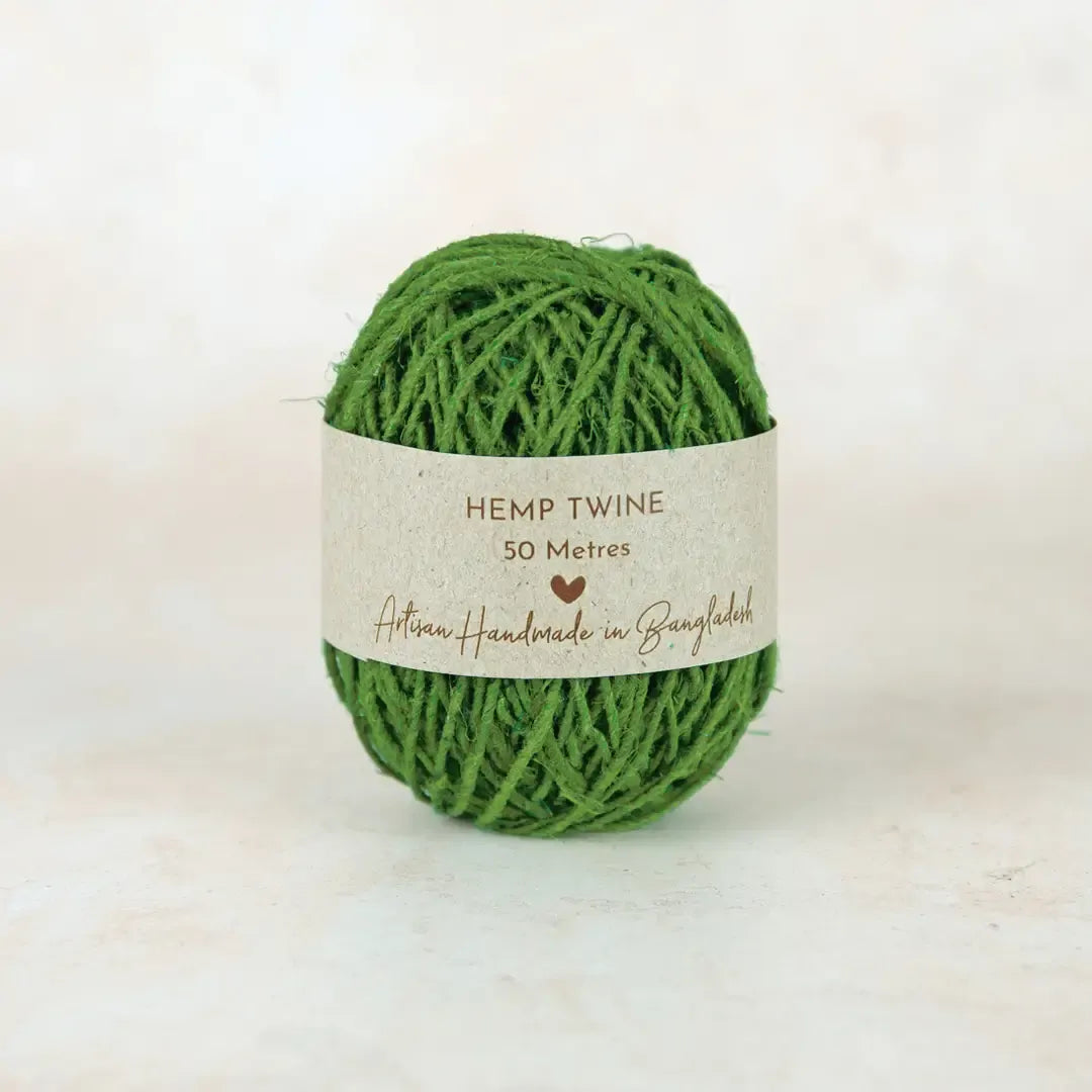 Fair Trade Handspun Hemp Twine 50m - Garden Green