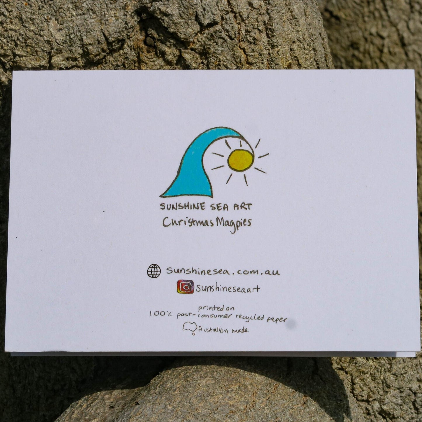 Sunshine Sea Art Christmas Card - Magpies