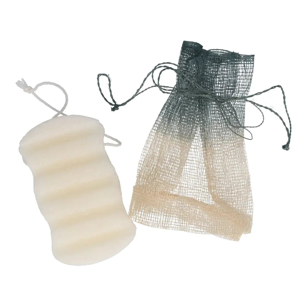 Konjac Wave Body Sponge with Sinamay Bag