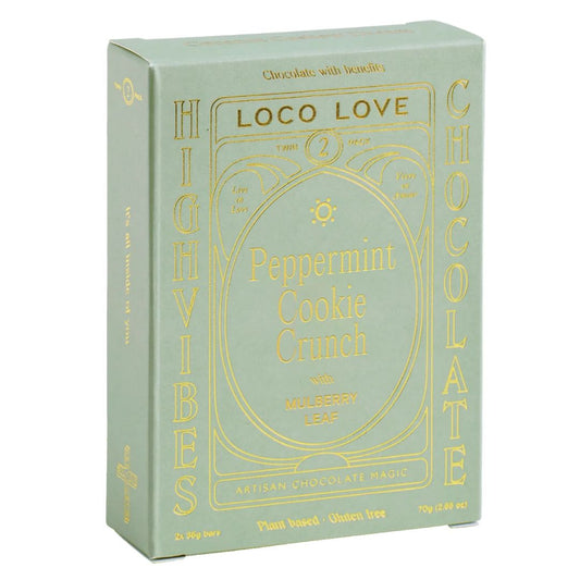 Loco Love Peppermint Cookie Crunch Vegan Chocolate - Twin Pack 70g