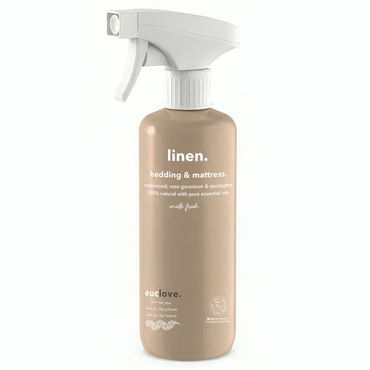Euclove Non Toxic Bedding & Mattress Linen Spray 500 ml - Rose Geranium & Himalayan Cedarwood (lavender free formula)
