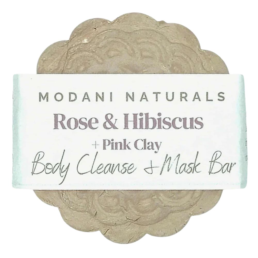 Modani Naturals Cleanse & Mask Bar - Rose, Hibiscus & Pink Clay (approx 90g)