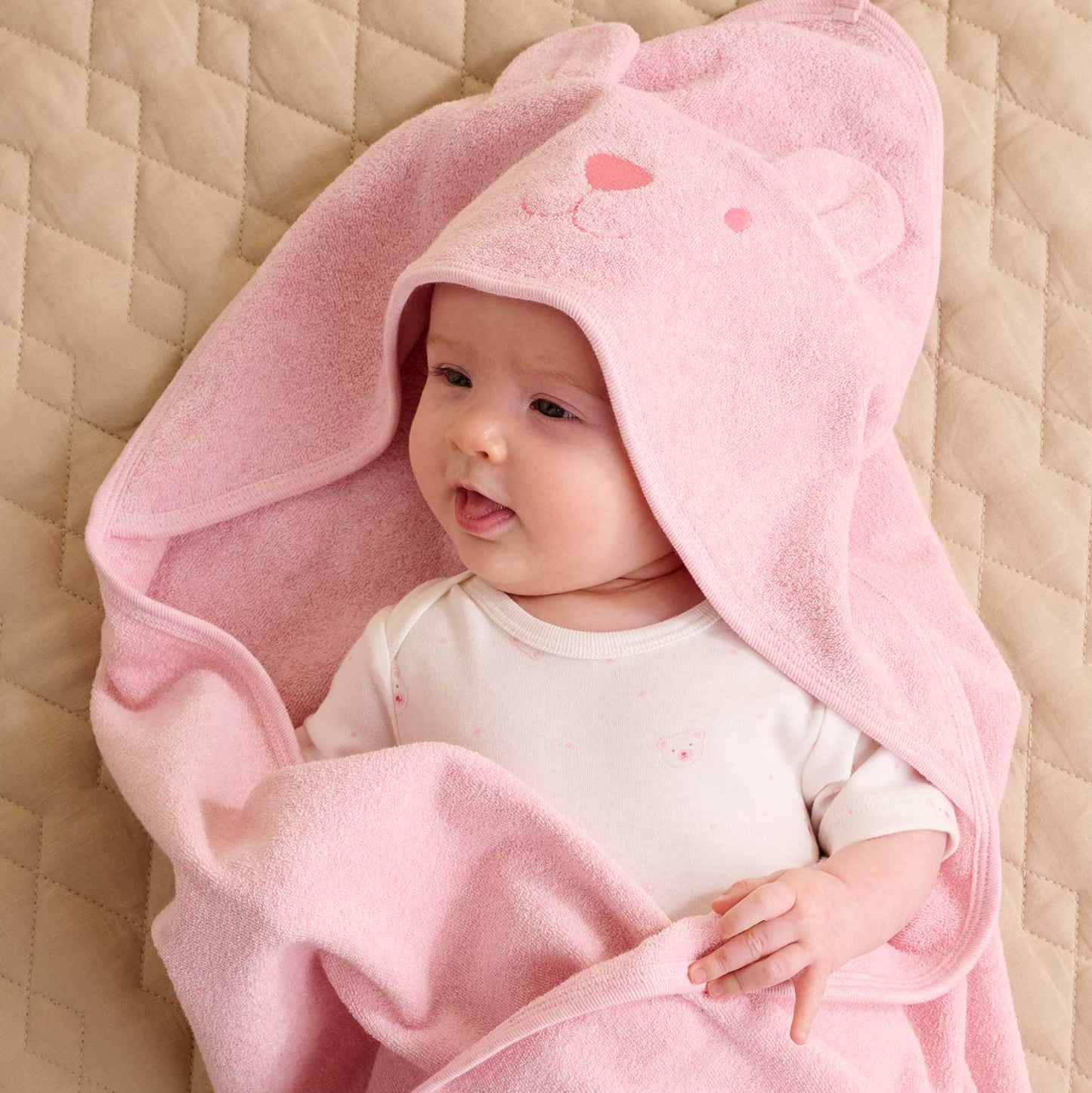 Purebaby Essential Bear Cotton Hooded Towel