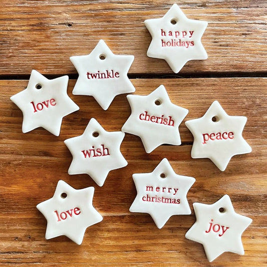 Paper Boat Press Ceramic Christmas Decoration Tag - Little Stars