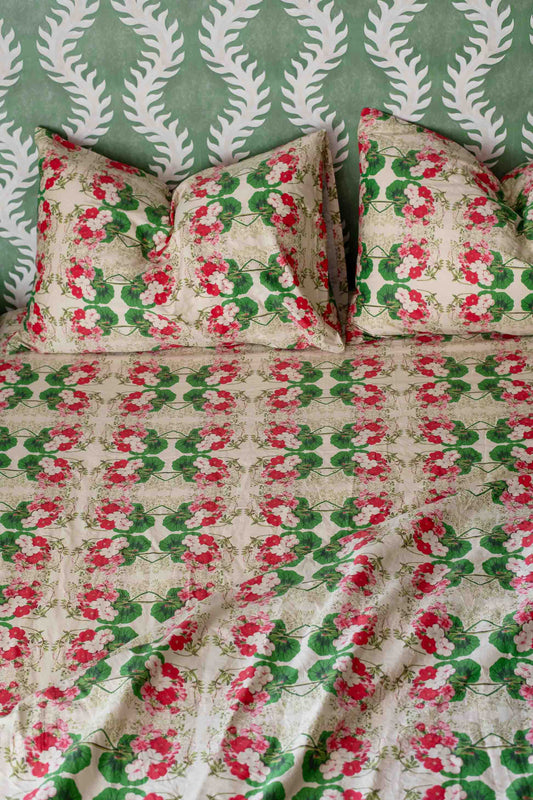 Lazybones Organic Cotton Sheet Set - Pelargonium