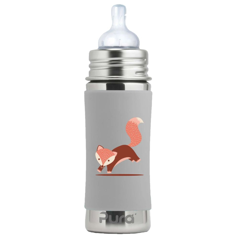 Pura Kiki Stainless Steel Infant Bottle 325ml - Fox