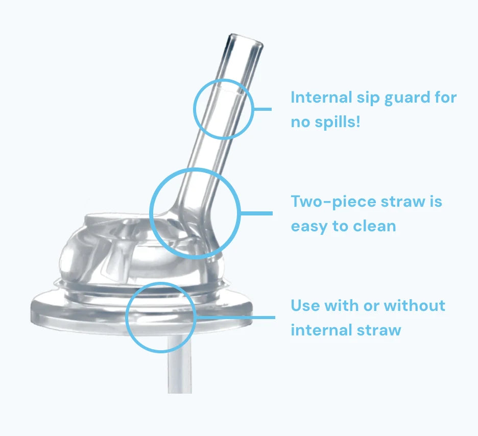 Pura Kiki Stainless Steel Kiddo Straw Bottle With Silicone Collar 325ml - Aqua