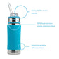 Pura Kiki Stainless Steel Kiddo Straw Bottle With Silicone Collar 325ml - Aqua