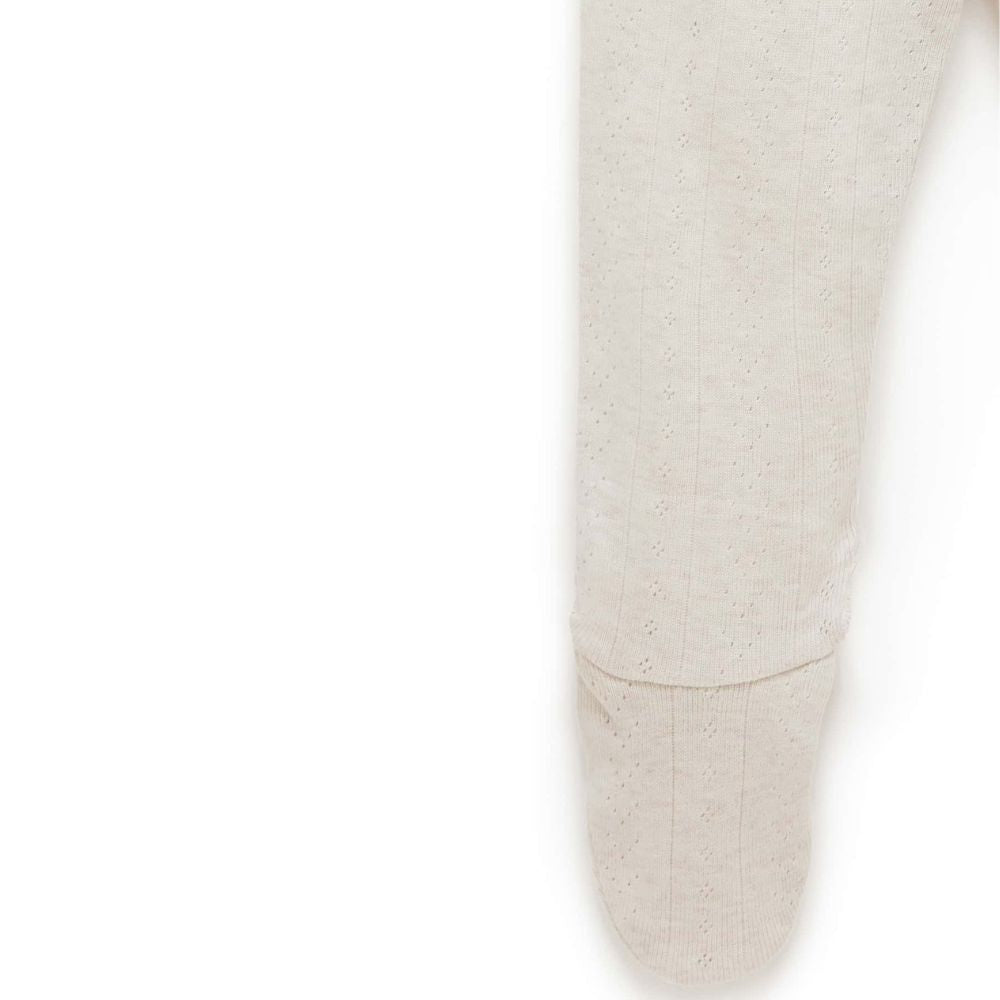 Purebaby Pointelle Footed Leggings - Wheat Melange