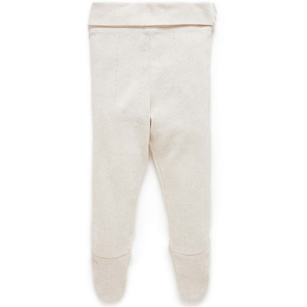 Purebaby Pointelle Footed Leggings - Wheat Melange