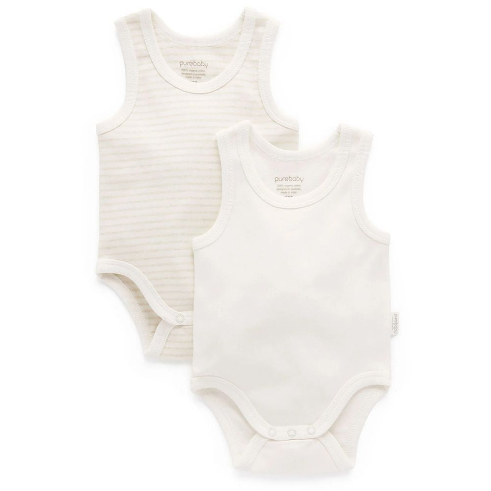 Purebaby Rib Bodysuit 2 Pack - Wheat