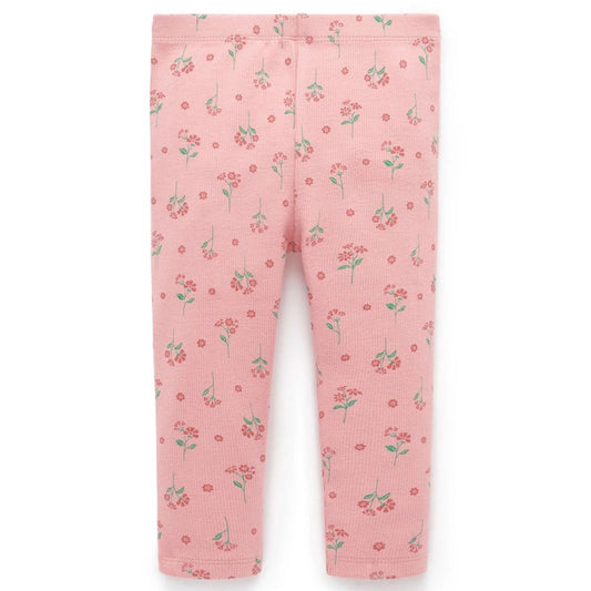 Purebaby Thick Rib Leggings - Blush Woodland Flower