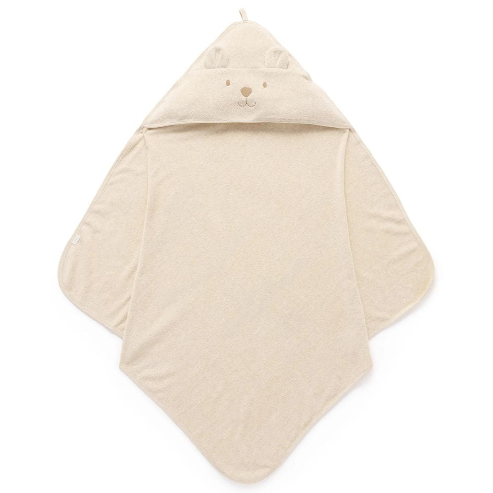 Purebaby Essential Bear Cotton Hooded Towel