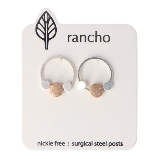 Rancho Studs - Silver Circle Rose Gold Dots Silver Feature Dot