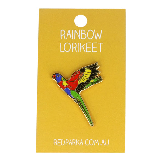 Red Parka Enamel Pin - Rainbow Lorikeet