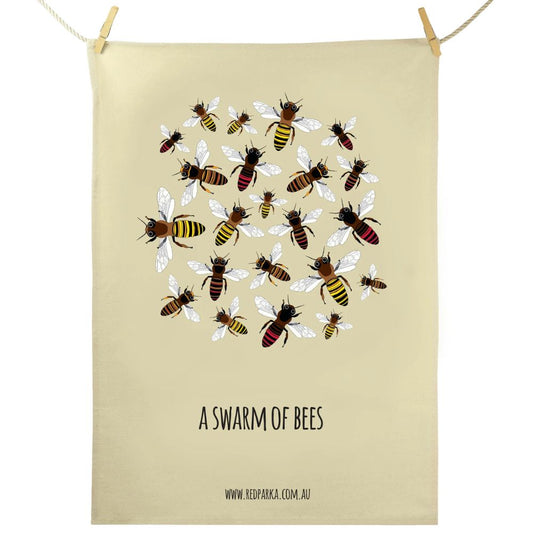 Red Parka Tea Towel A Swarm Of Bees