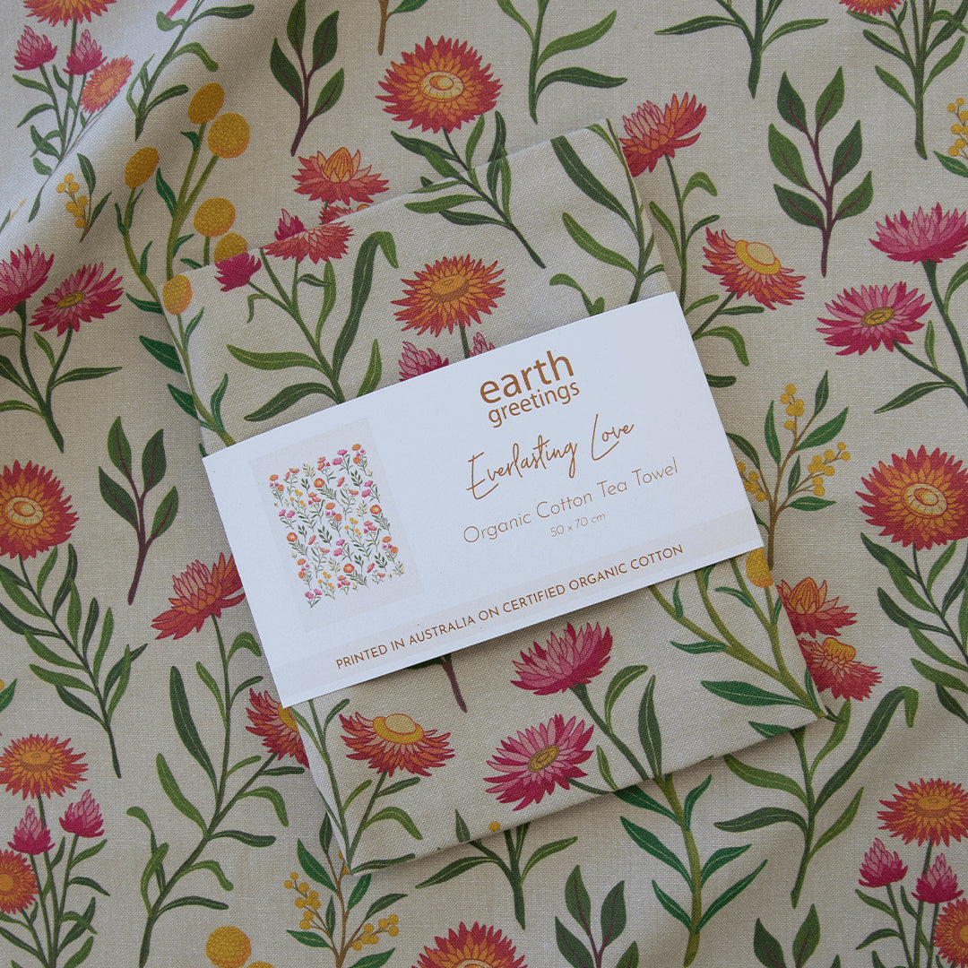 Earth Greetings Organic Cotton Tea Towel - Everlasting Love