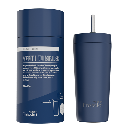 Fressko Ceramic Lined Tumbler with Titanium Straw - Venti 20oz