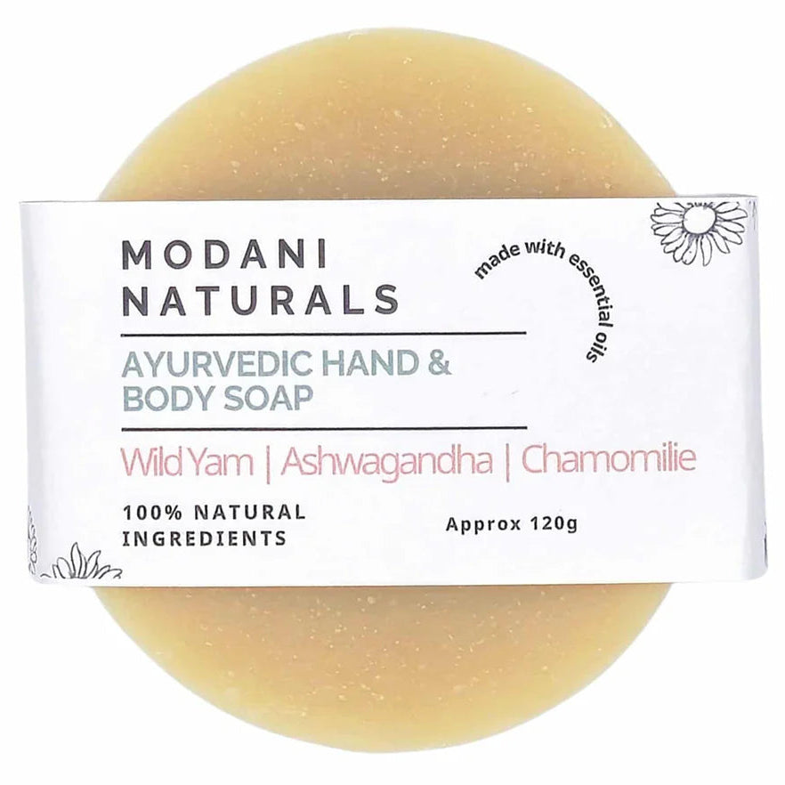 Modani Naturals Hand and Body Bar 120g Wild Yam, Ashwagandha, Chamomile