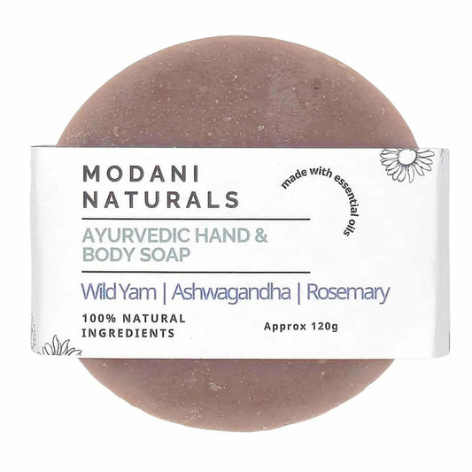Modani Naturals Wild Yam Ashwagandha, Rosemary & Honey Face and Body Bar 120g