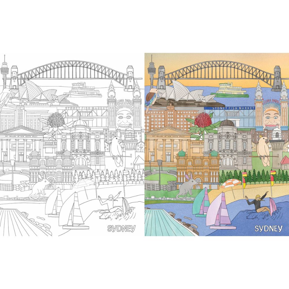 Wall Art Poster & Colouring Book - Australia