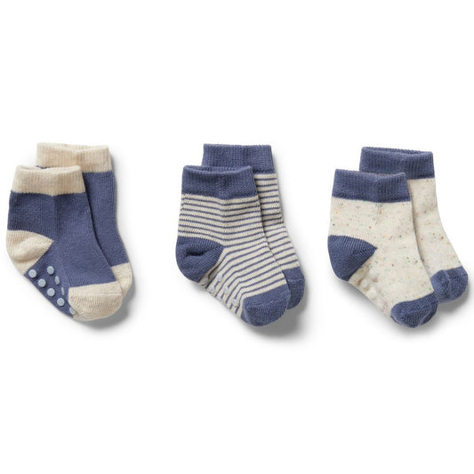 Wilson & Frenchy Organic 3 Pack Baby Socks - Rain Drop