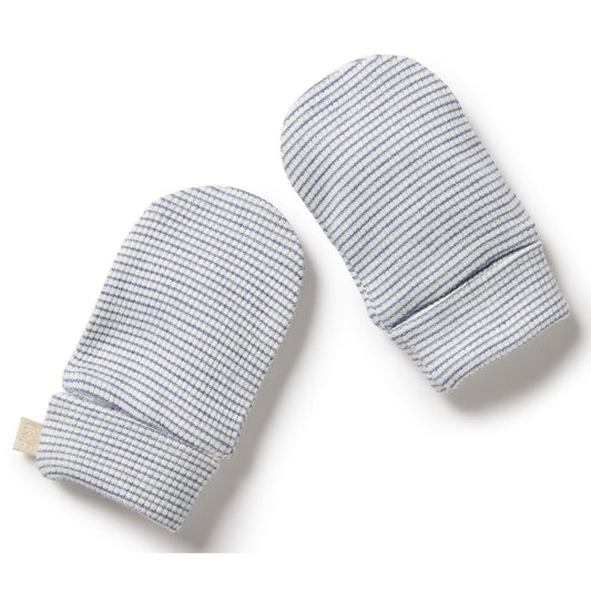 Wilson & Frenchy Organic Stripe Rib Mittens - Rain Drop