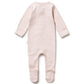 Wilson & Frenchy  Organic Stripe Rib Zipsuit with Feet - Cantaloupe