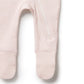 Wilson & Frenchy  Organic Stripe Rib Zipsuit with Feet - Cantaloupe