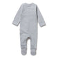 Wilson & Frenchy Organic Stripe Rib Zipsuit with Feet - Rain Drop