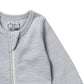 Wilson & Frenchy Organic Stripe Rib Zipsuit with Feet - Rain Drop
