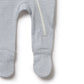 Wilson & Frenchy Organic Stripe Rib Zipsuit with Feet - Rain Drop