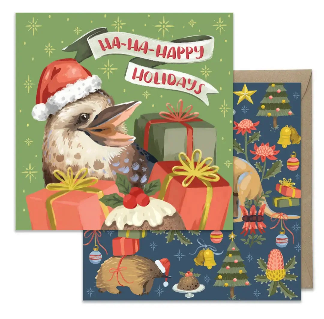 Earth Greetings Square Boxed Christmas Cards 8pk - Christmas Creatures