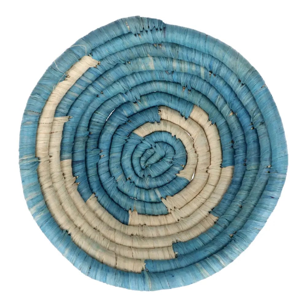AfriBeads Handwoven Bowl 15cm Blue & White Swirl