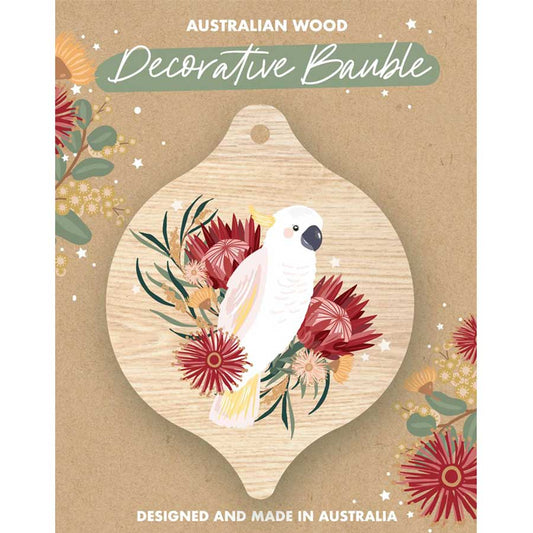 Australian Christmas Wooden Bauble - Cockatoo