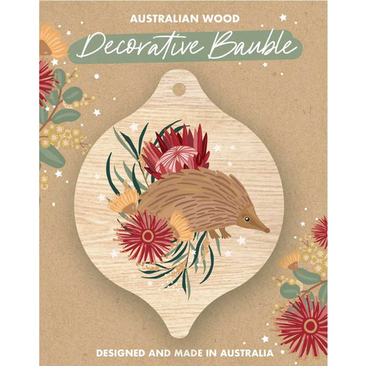 Australian Christmas Wooden Bauble - Echidna