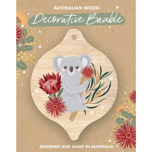 Australian Christmas Wooden Bauble - Koala