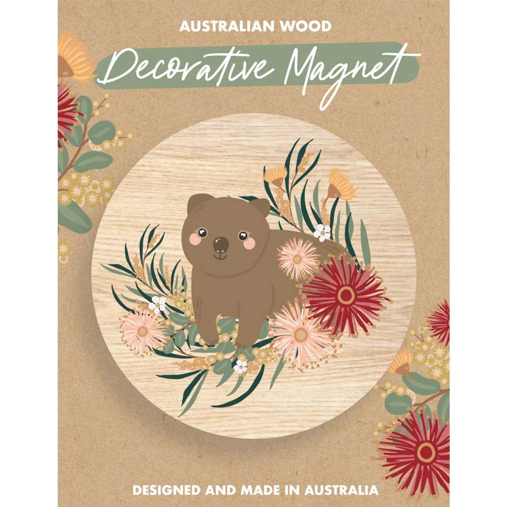 Australian Wooden Magnet - Wombat