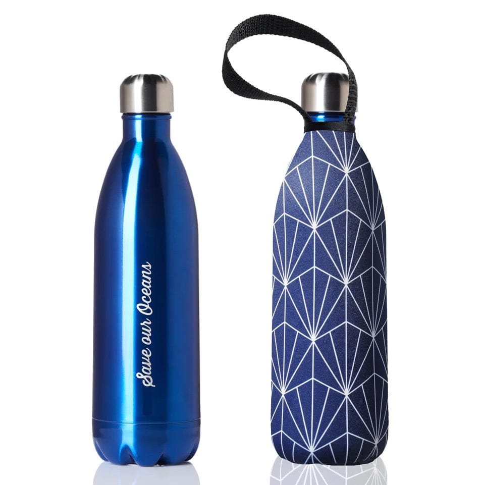 BBBYO Blue Stainless Steel Water Bottle with Cover 1 Litre - Beam