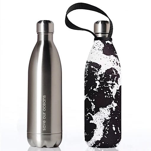 BBBYO Silver Stainless Steel Water Bottle with Cover 1 Litre - Whitewater
