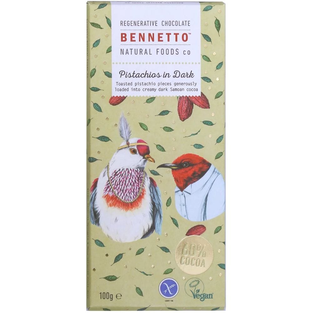 Bennetto Organic Dark Chocolate 100g - Pistachios