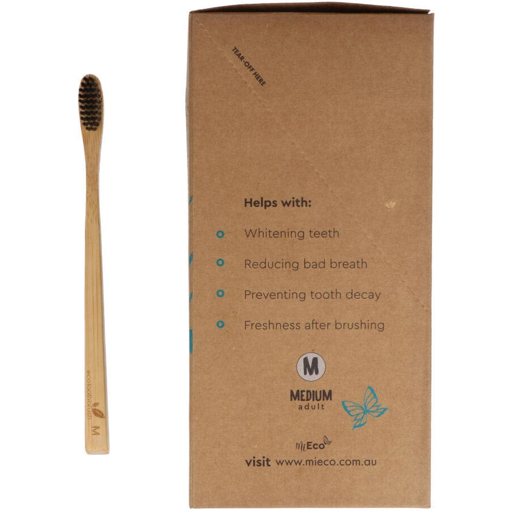 Charcoal Toothbrush Bamboo Adult - Medium Box of 12