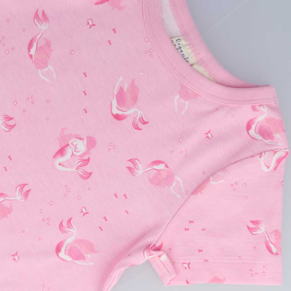 Children's Organic Cotton Short Pyjama Set - Mermaids Pink