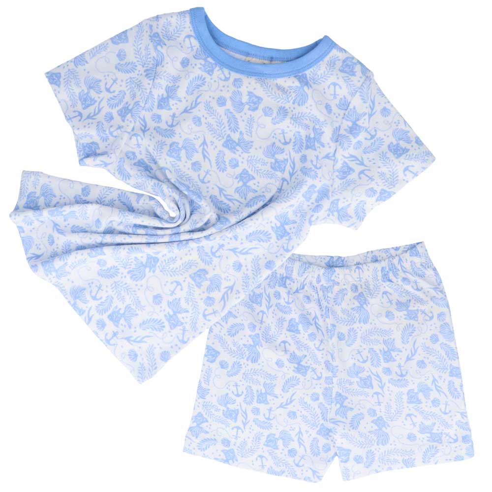 Children's Organic Cotton Short Pyjama Set - Underwater World Blue