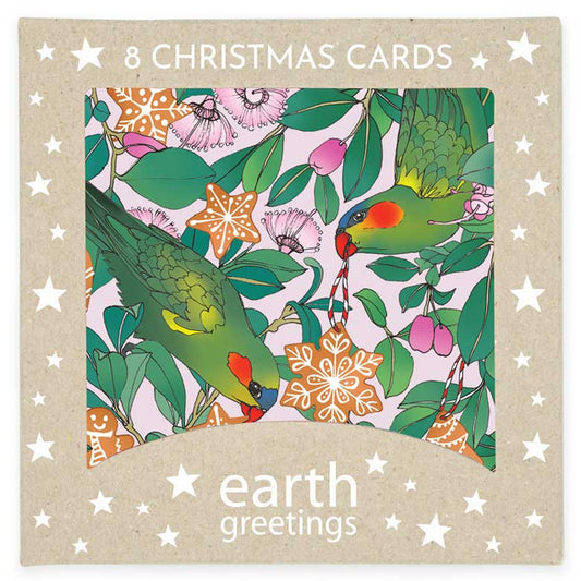 Earth Greetings Boxed Christmas Card - Lorikeets & Lilly Pilly 8pk