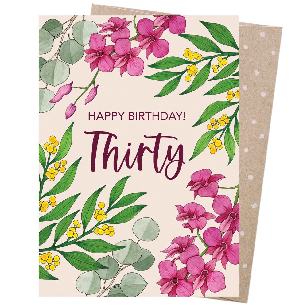 Earth Greetings Card - 30th Birthday Botanicals
